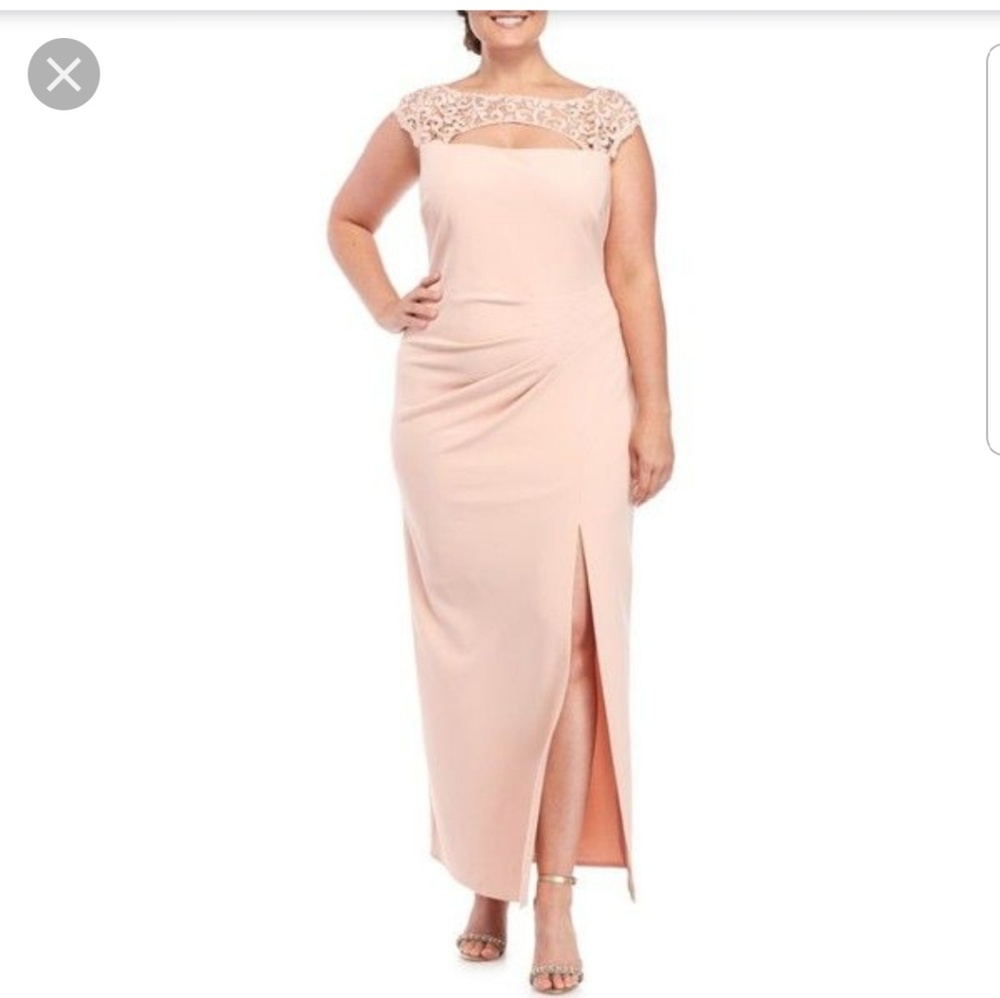 Marina Blush Metallic Lace Gown - NWT
